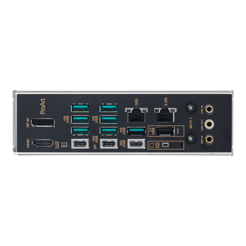 Pro Art X870 E Creator Wifi Io Ports Closeup